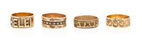 A Collection of Antique Rose Gold Bands, 10.30 dwts.