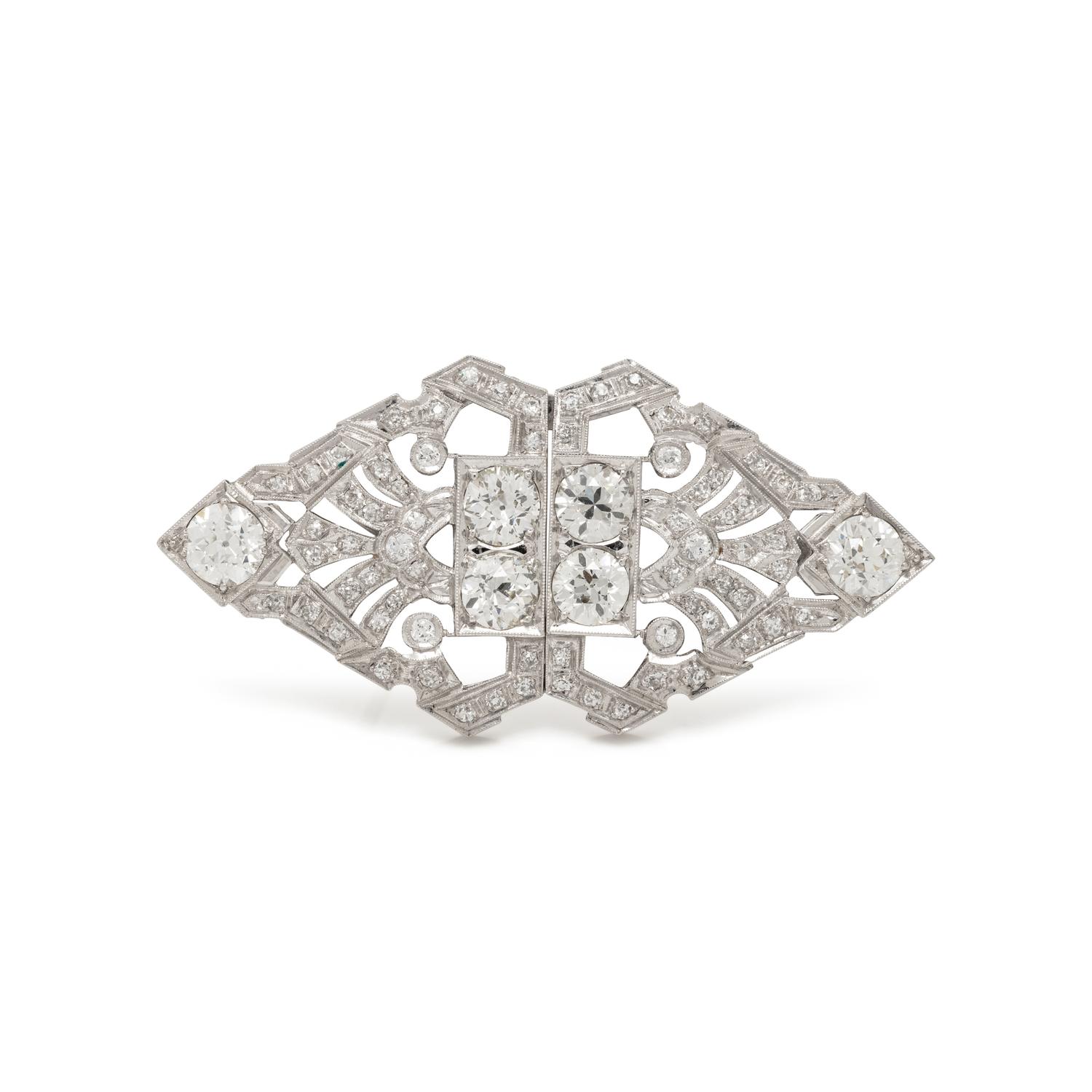 ART DECO, DIAMOND CONVERTIBLE DRESS CLIPS