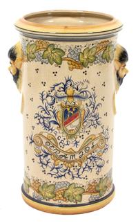An Italian Glazed Ceramic Umbrella Jar Height 19 inches. — 20TH CENTURY