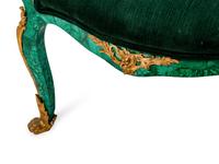 A Louis XV Style Gilt-Bronze-Mounted Malachite-Veneered Fauteuil en Cabriolet