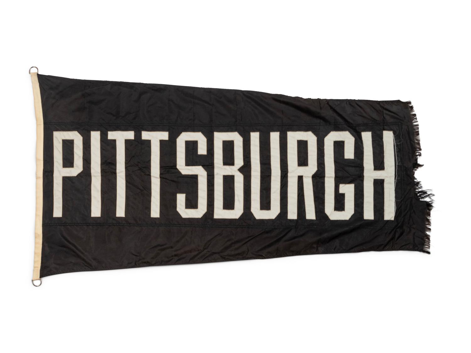 A Pittsburgh Pirates Flag Once Flown on Wrigley Field Scoreboard Collected by Former Chicago Cubs Wrigley Field Head Scorekeeper,