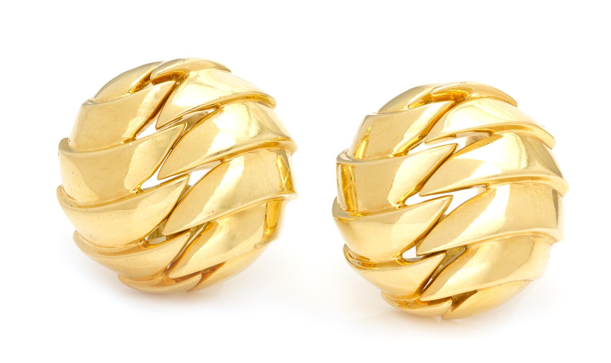 A Pair of 18 Karat Yellow Gold Earclips, Tiffany & Co., 22.50 dwts.
