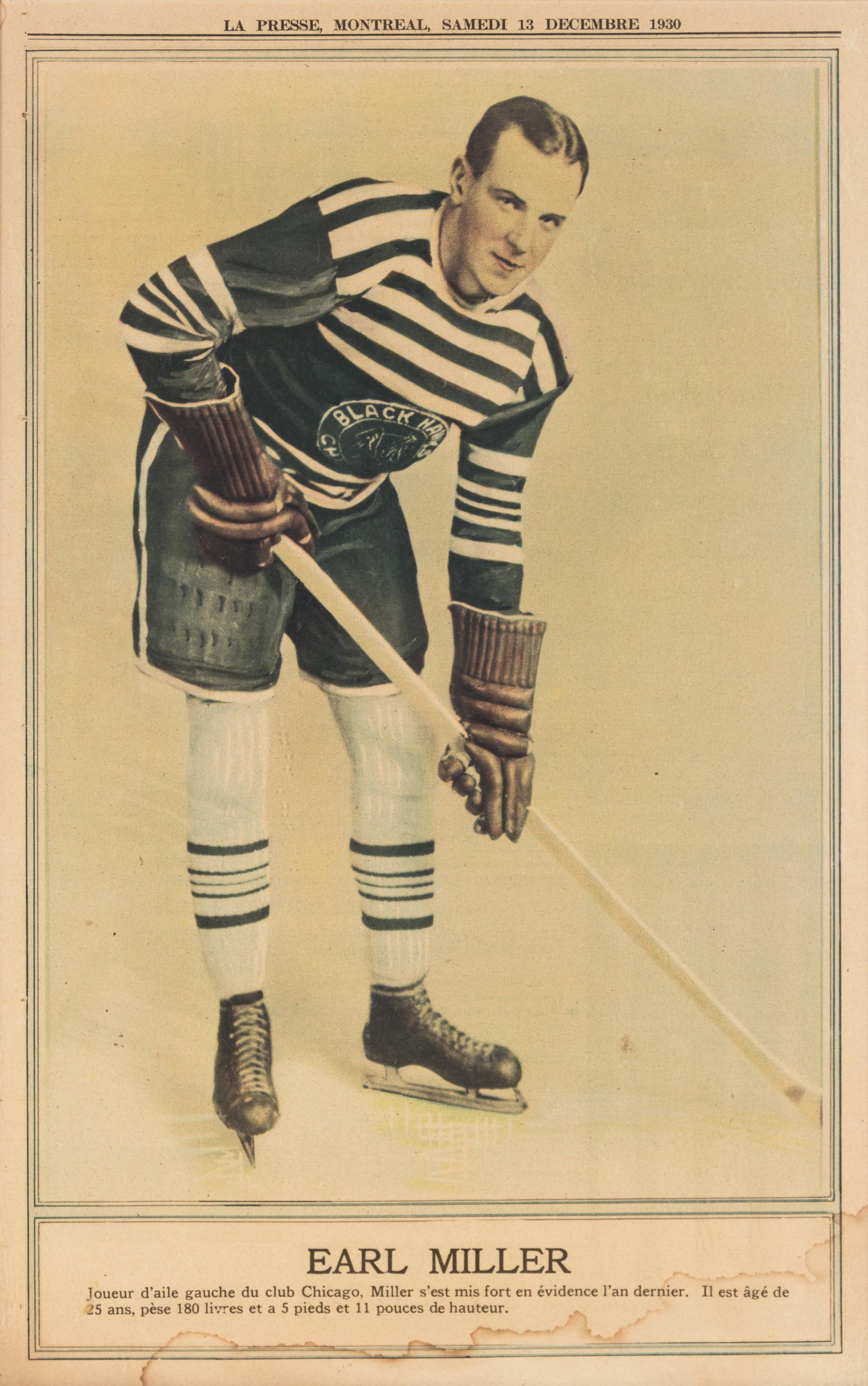 (HOCKEY) Nine large format lithographed hockey cards by La Presse, Montreal, 1930-1932.