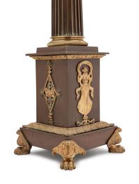 A Pair of Empire Gilt and Patinated Bronze Table Lamps