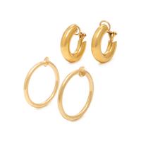 Two Pairs of Yellow Gold Hoop Earrings