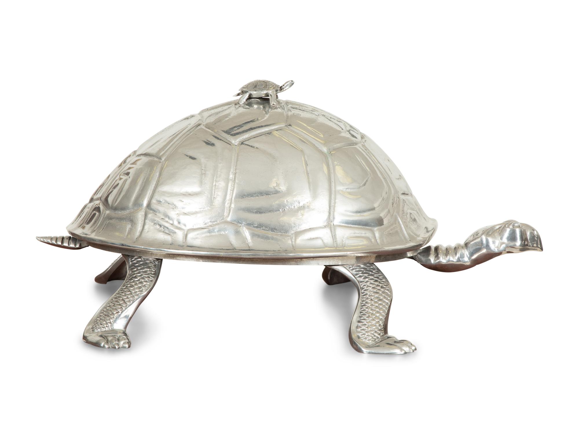 A Monumental Arthur Court Silver Aluminum Turtle Meat Dome