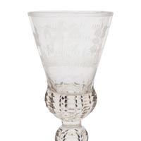 A German Engraved and Faceted Glass Wine Stem