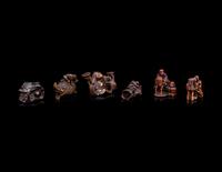 Six Japanese Carved Wood 'Figural Group' Netsuke