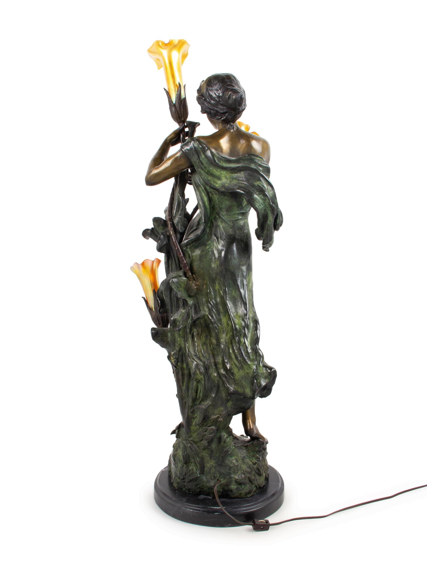 A French Bronze Newel Post Lamp