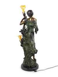 A French Bronze Newel Post Lamp