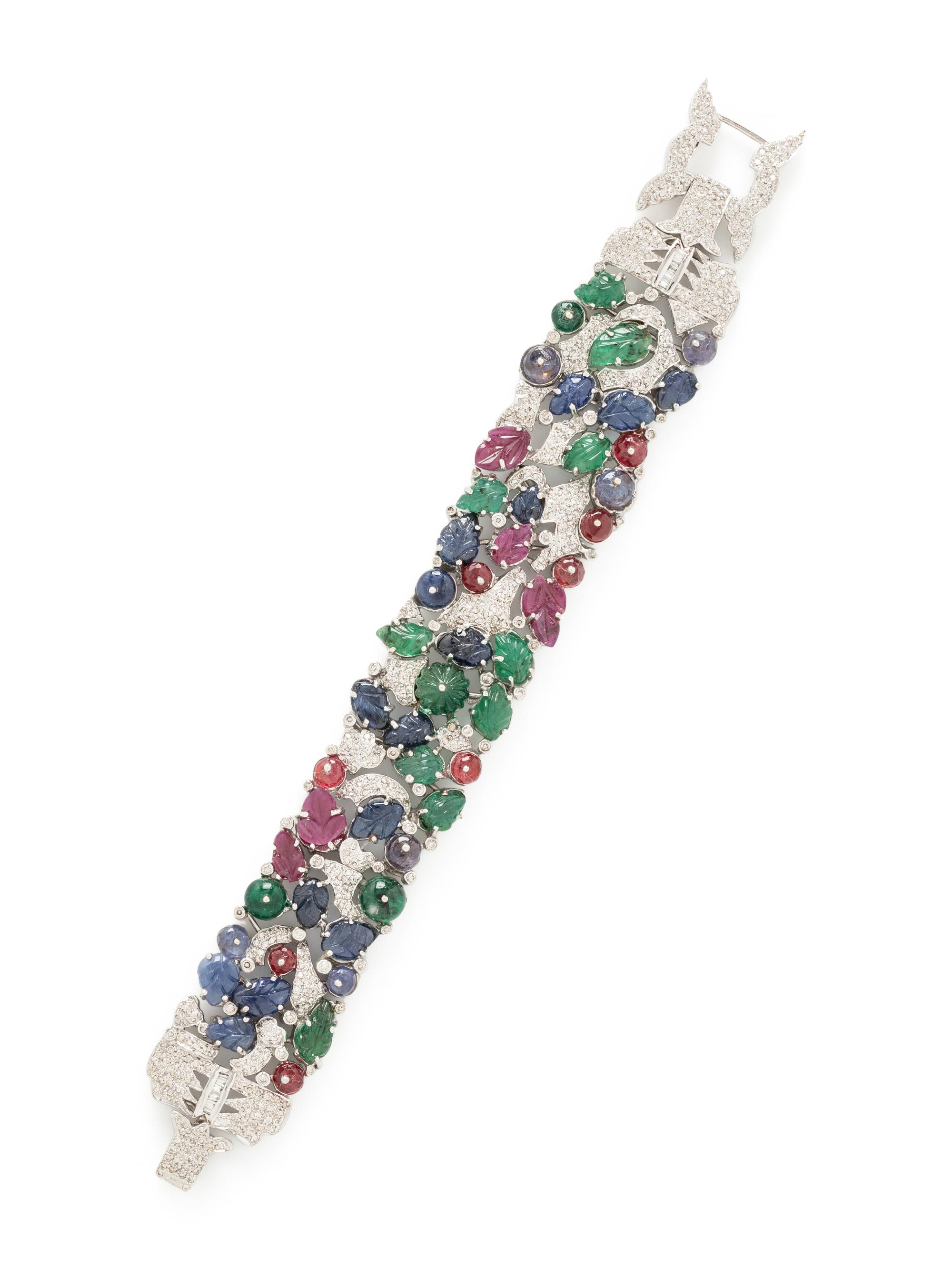 WHITE GOLD, DIAMOND AND MULTIGEM BRACELET