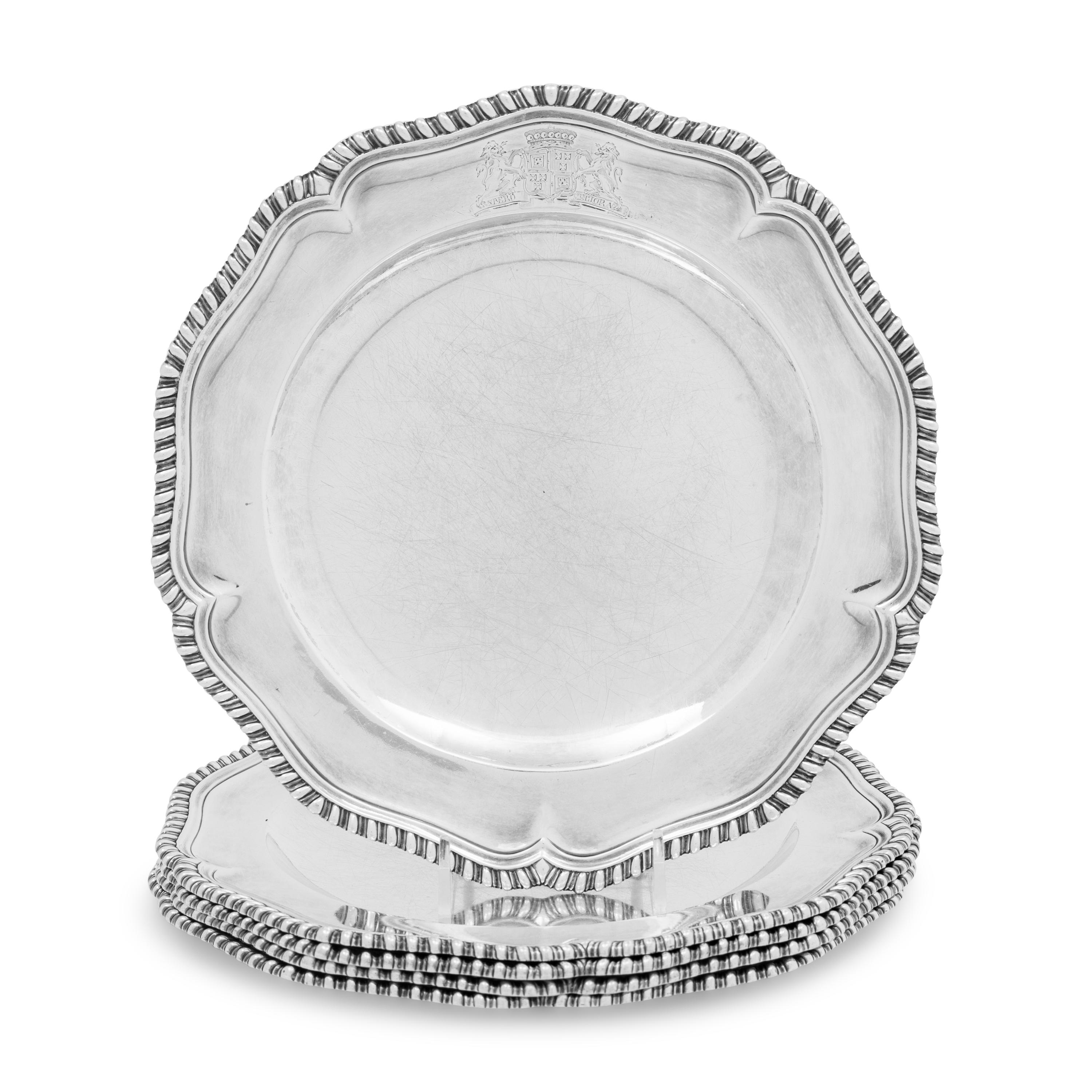 A Set of Five George II Silver Plates