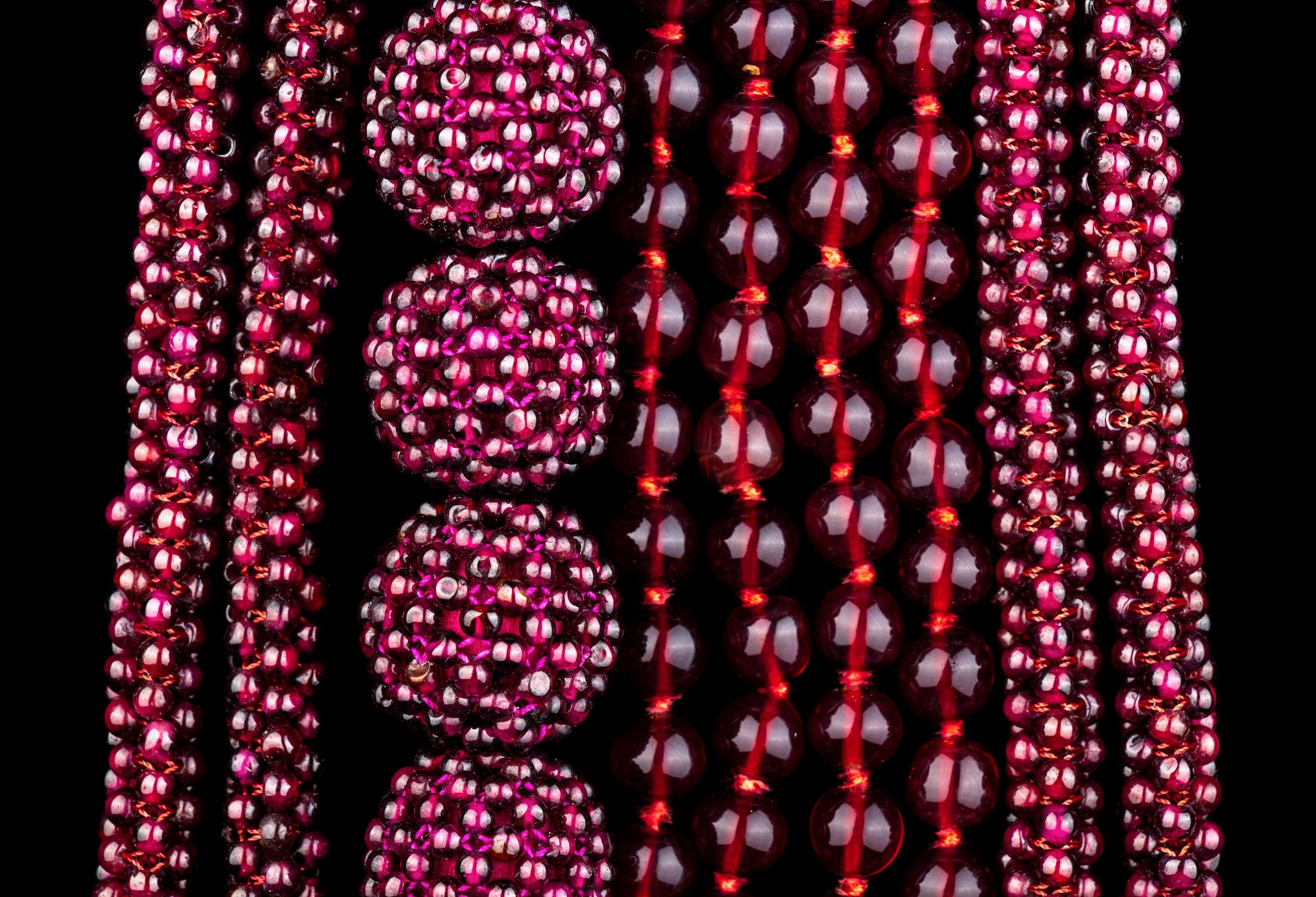 Four Chinese Imitating Tourmaline Beaded Necklaces