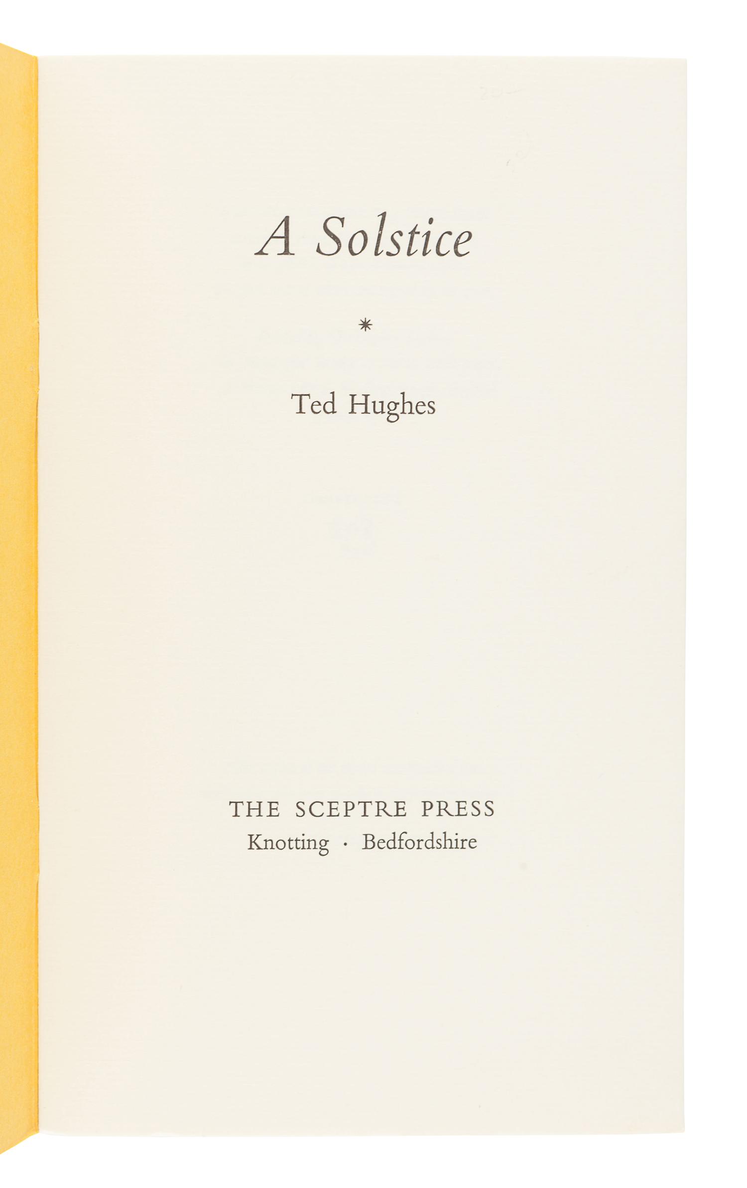 HUGHES, Ted (1930-1998). A group of 4 works by Hughes, comprising: