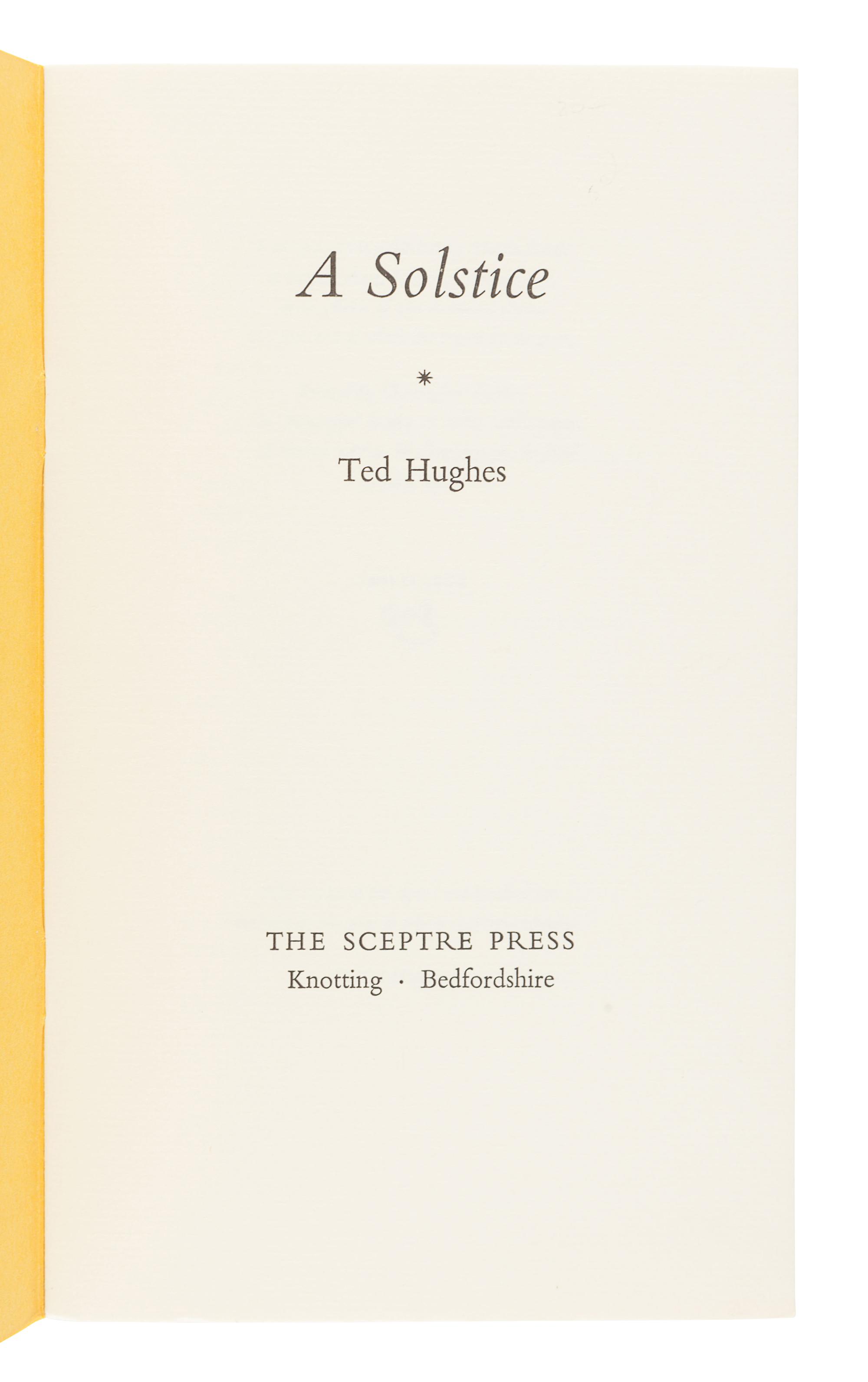 HUGHES, Ted (1930-1998). A group of 4 works by Hughes, comprising: