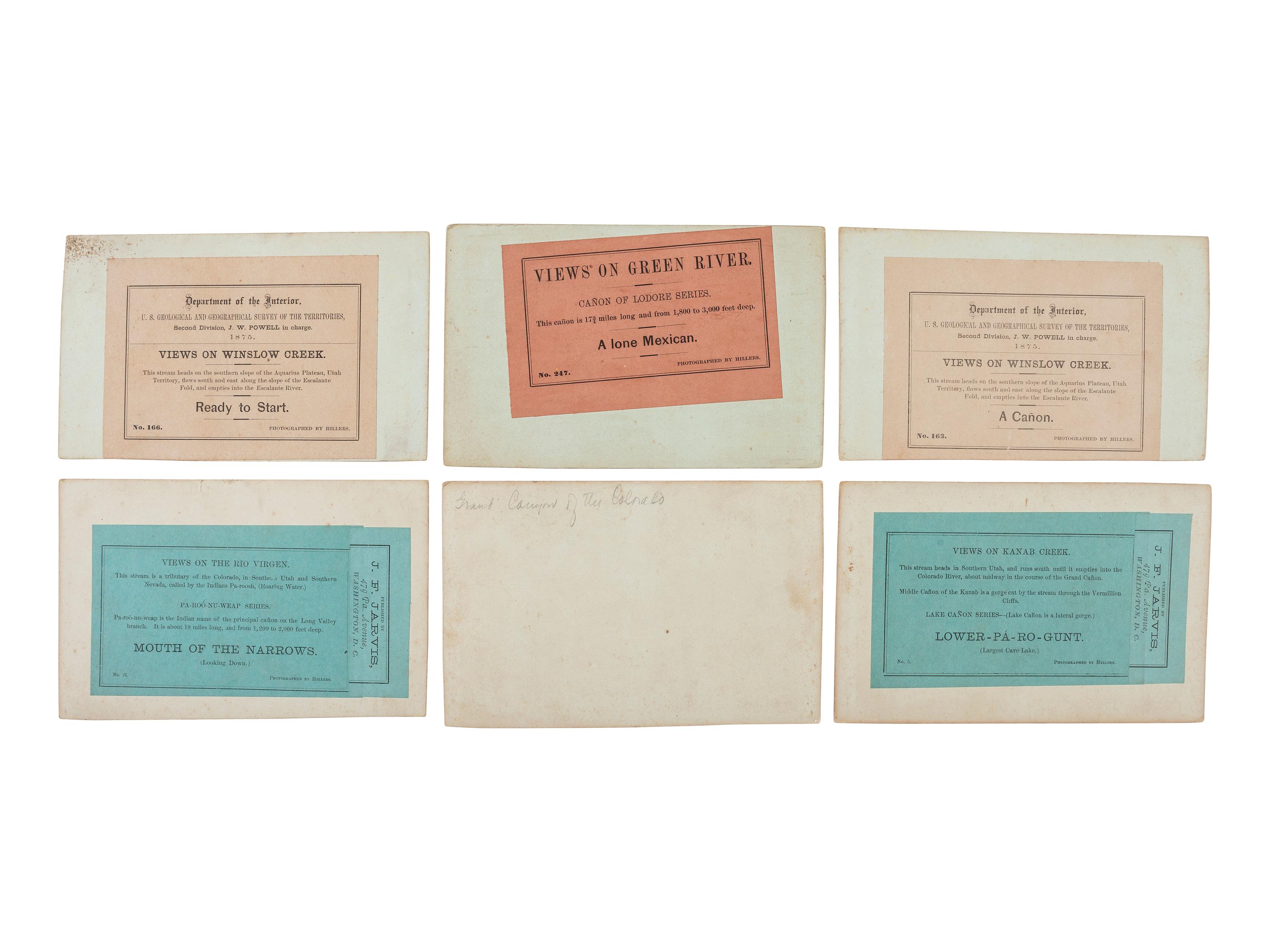 [WESTERN AMERICANA]. HILLERS, John K. (1843-1925), photographer. A group of 104 Powell Expedition stereoviews, highlighted by a view of the photographer's camera.