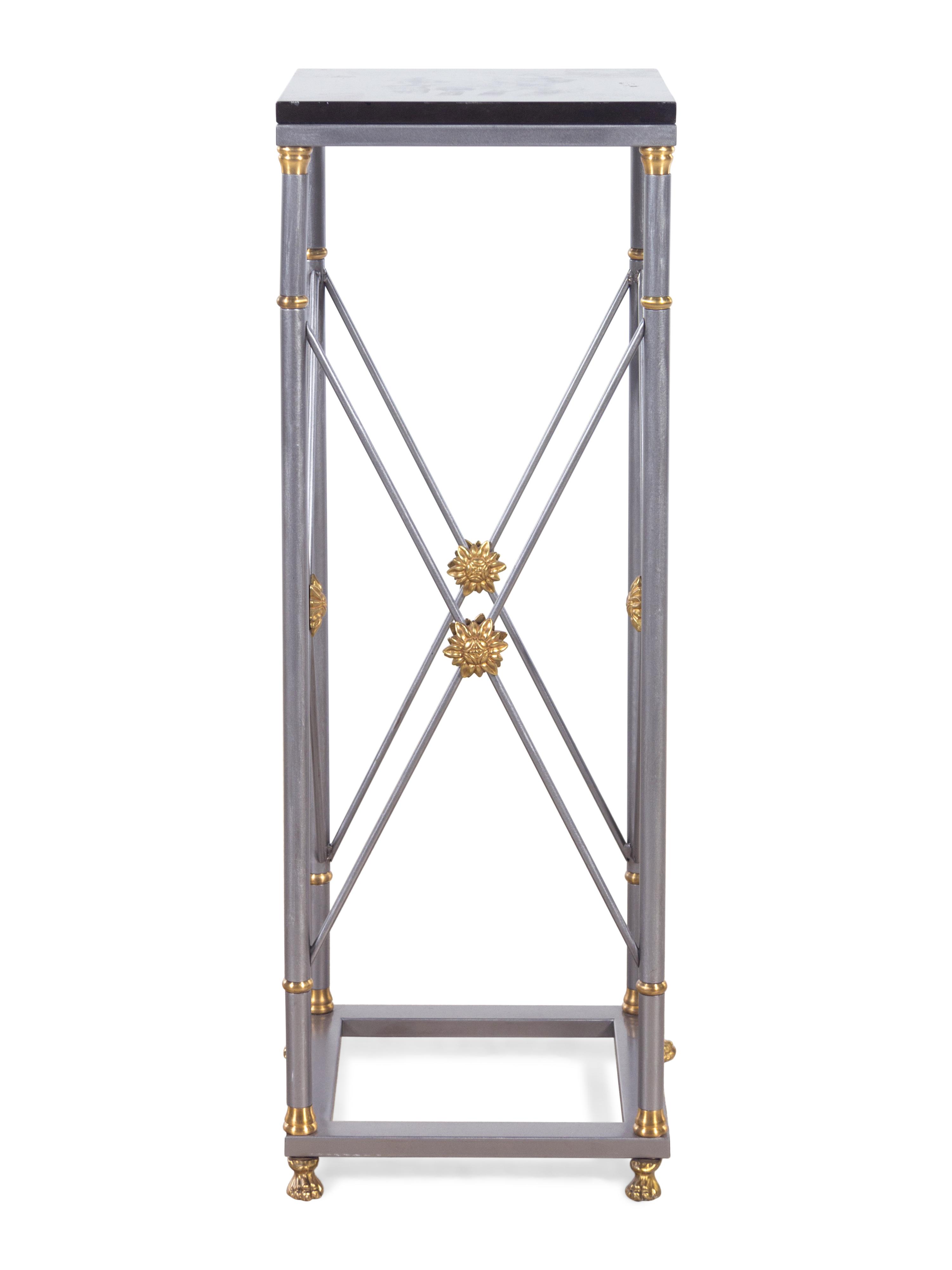 A Contemporary Brass and Steel Pedestal
