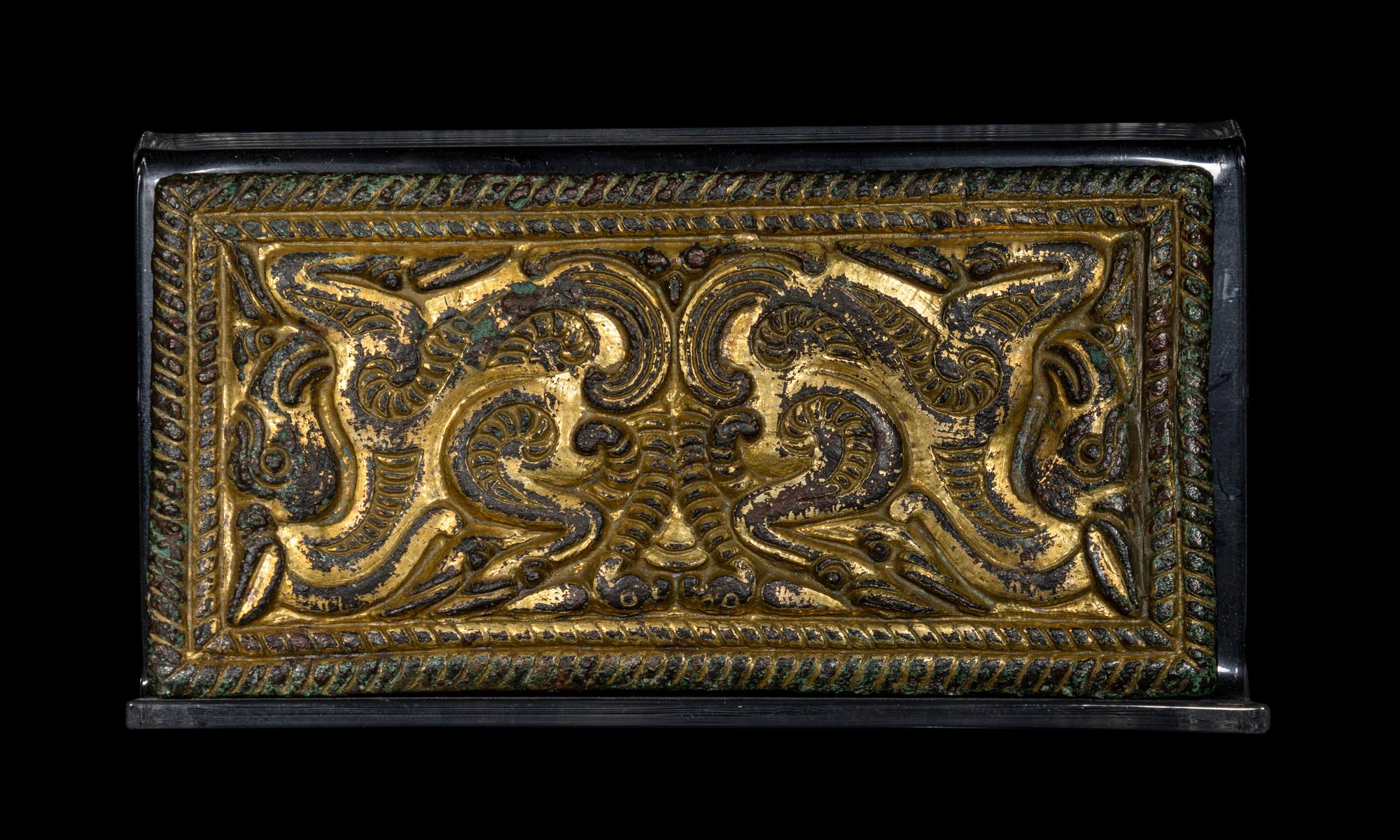 An Ordos Gilt-Bronze Plaque with Mythological Creatures