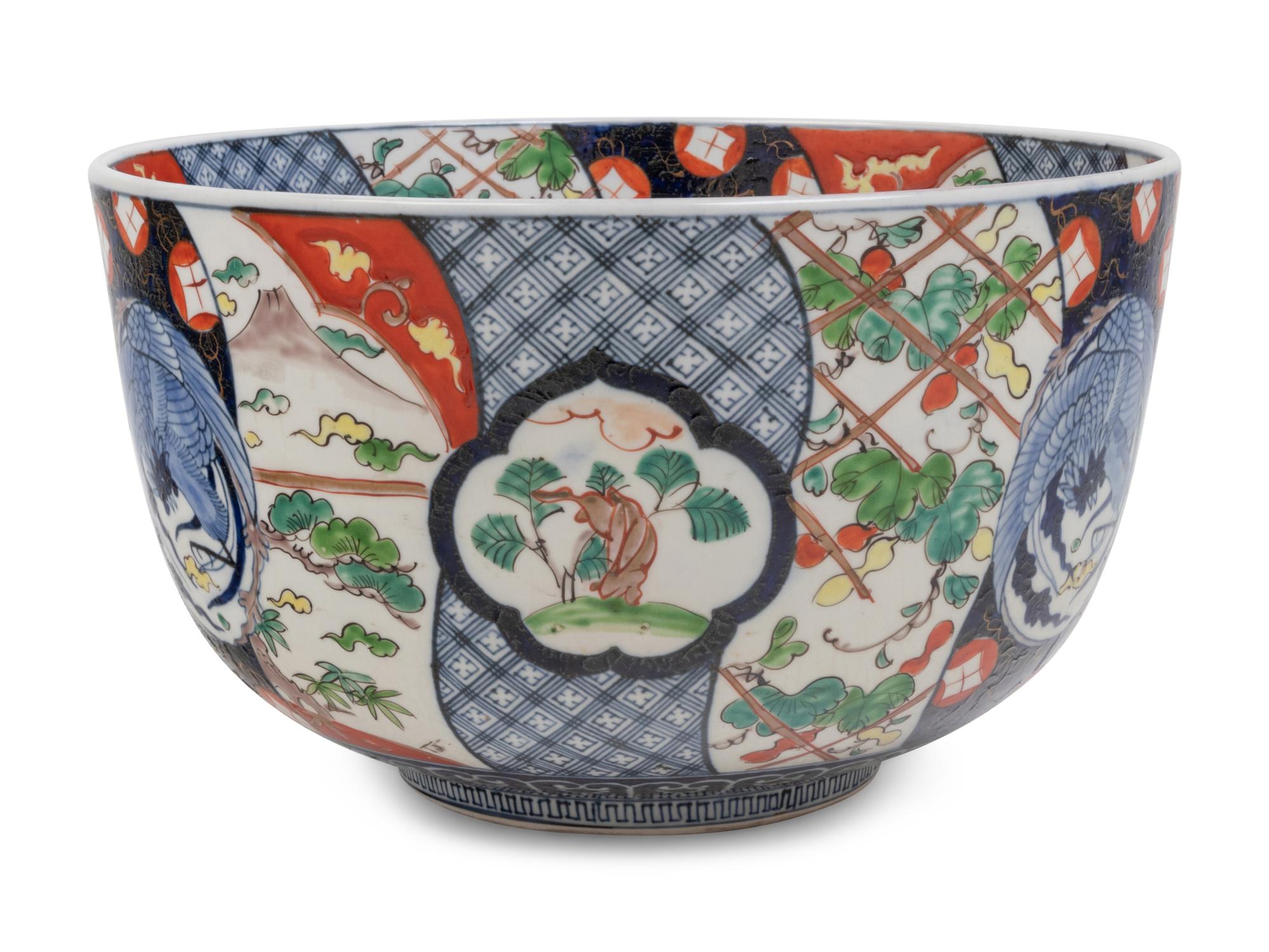 An Imari Palette Porcelain Punch Bowl