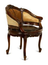 A Louis XV Style Haircalf Leather Upholstered Bergere — 20TH CENTURY