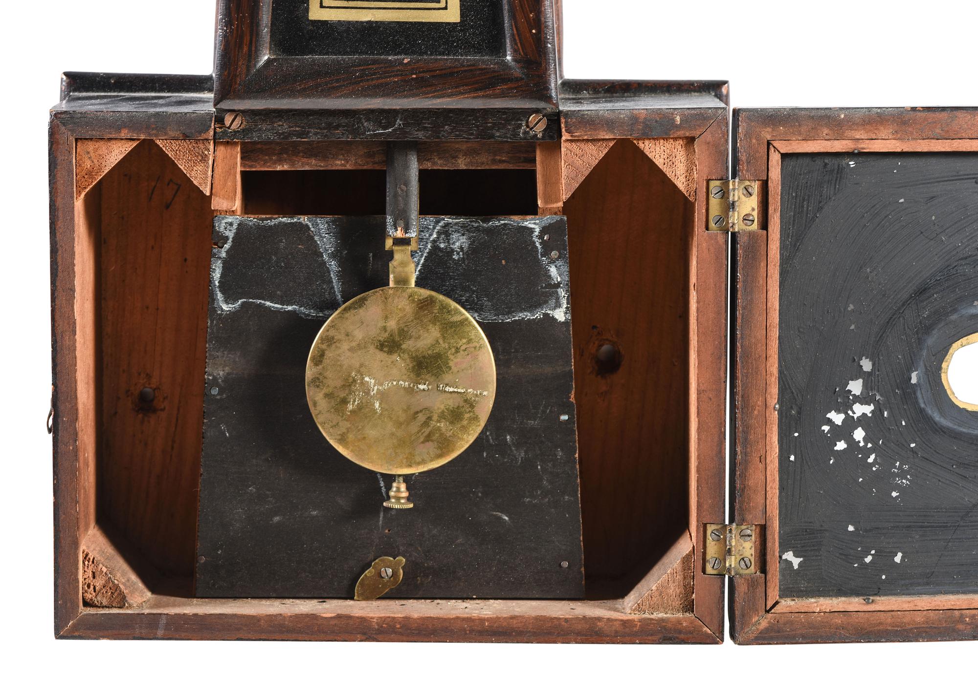A Federal Mahogany Eglomise Inset Banjo Clock