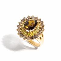 TOURMALINE AND COLORED DIAMOND RING