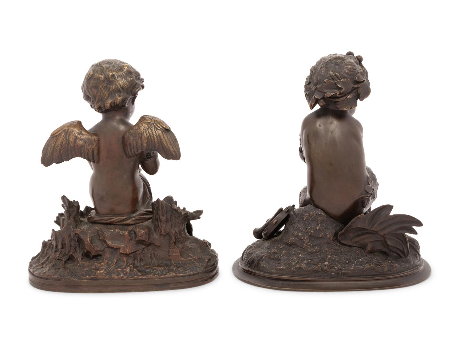 A Pair of French Bronze Figures of Putti