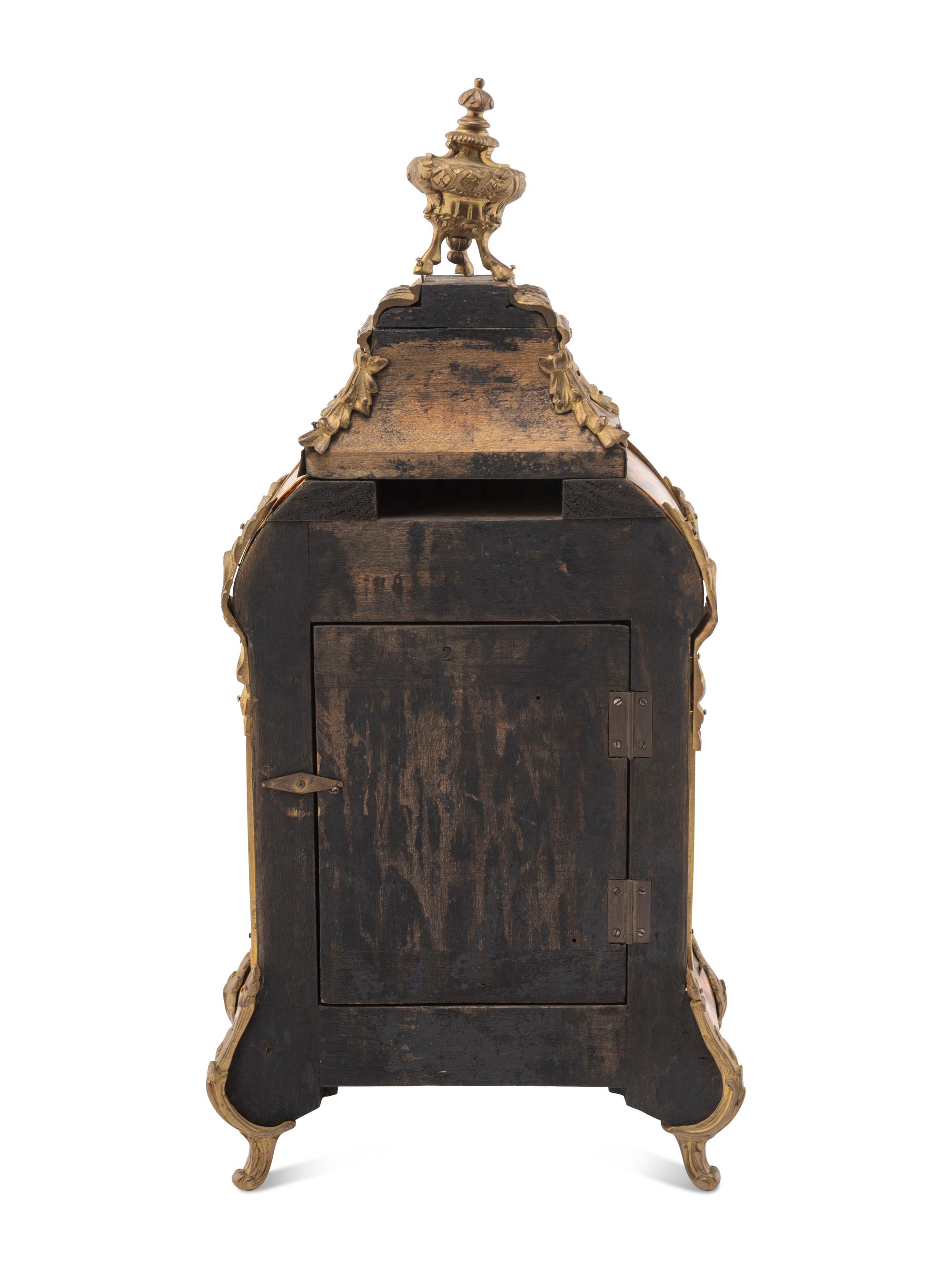 A Louis XV Style Tortoise Shell-Veneered Bracket Clock