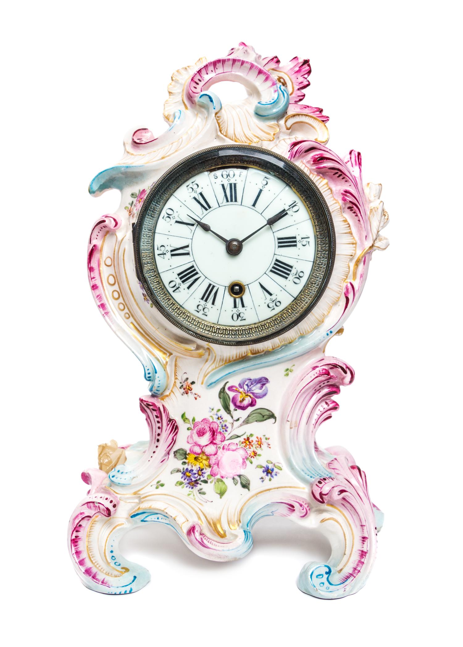 A Continental Ceramic Mantle Clock Height 13 3/4 inches. — 19TH/20TH CENTURY