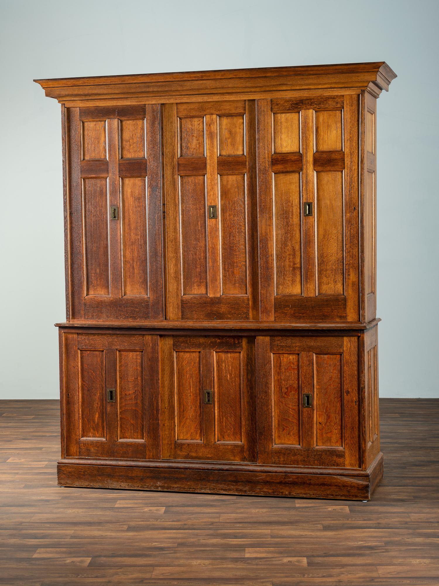 A Country Brass Mounted Oak Lawyer's Bookcase