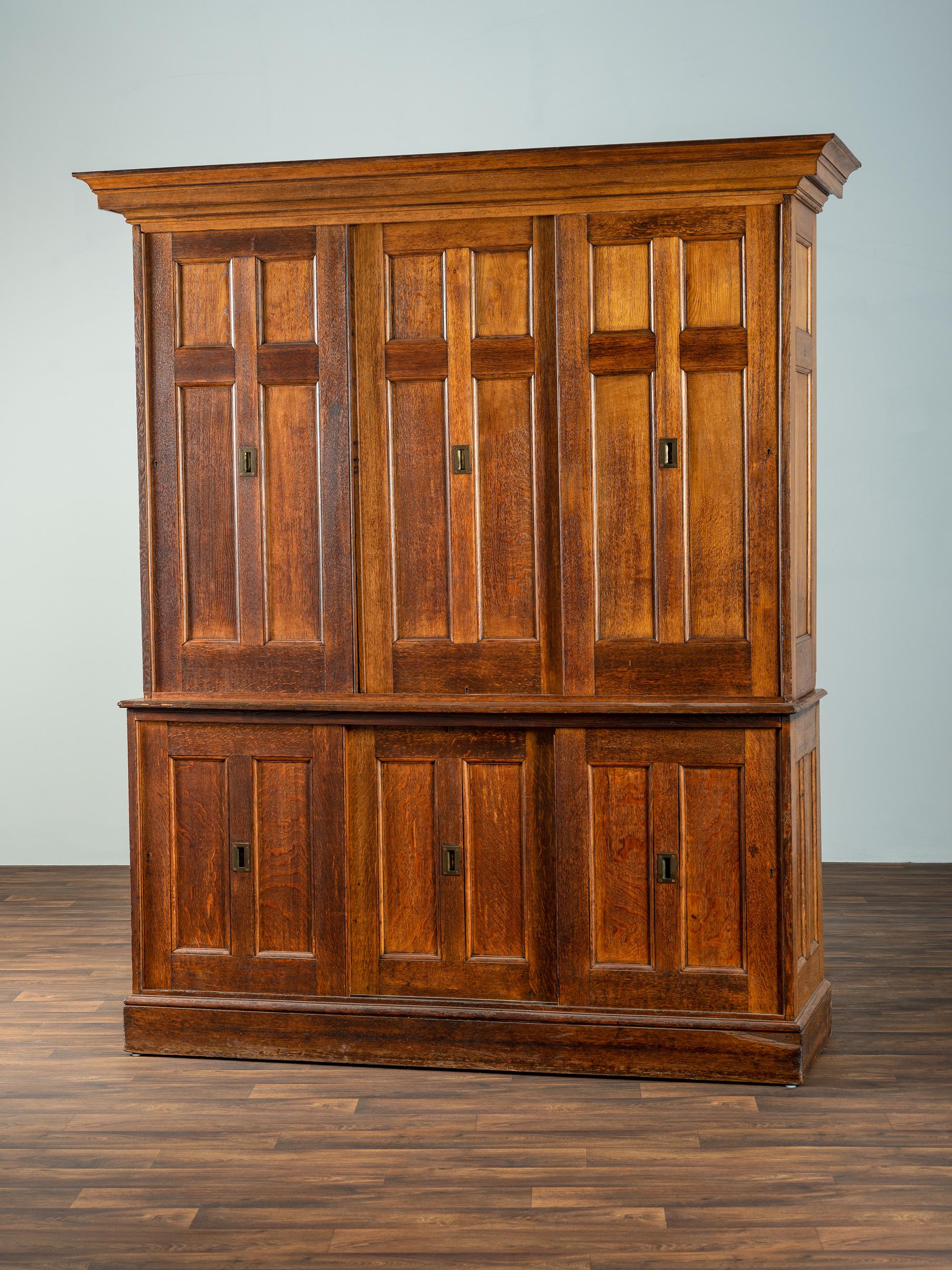 A Country Brass Mounted Oak Lawyer's Bookcase