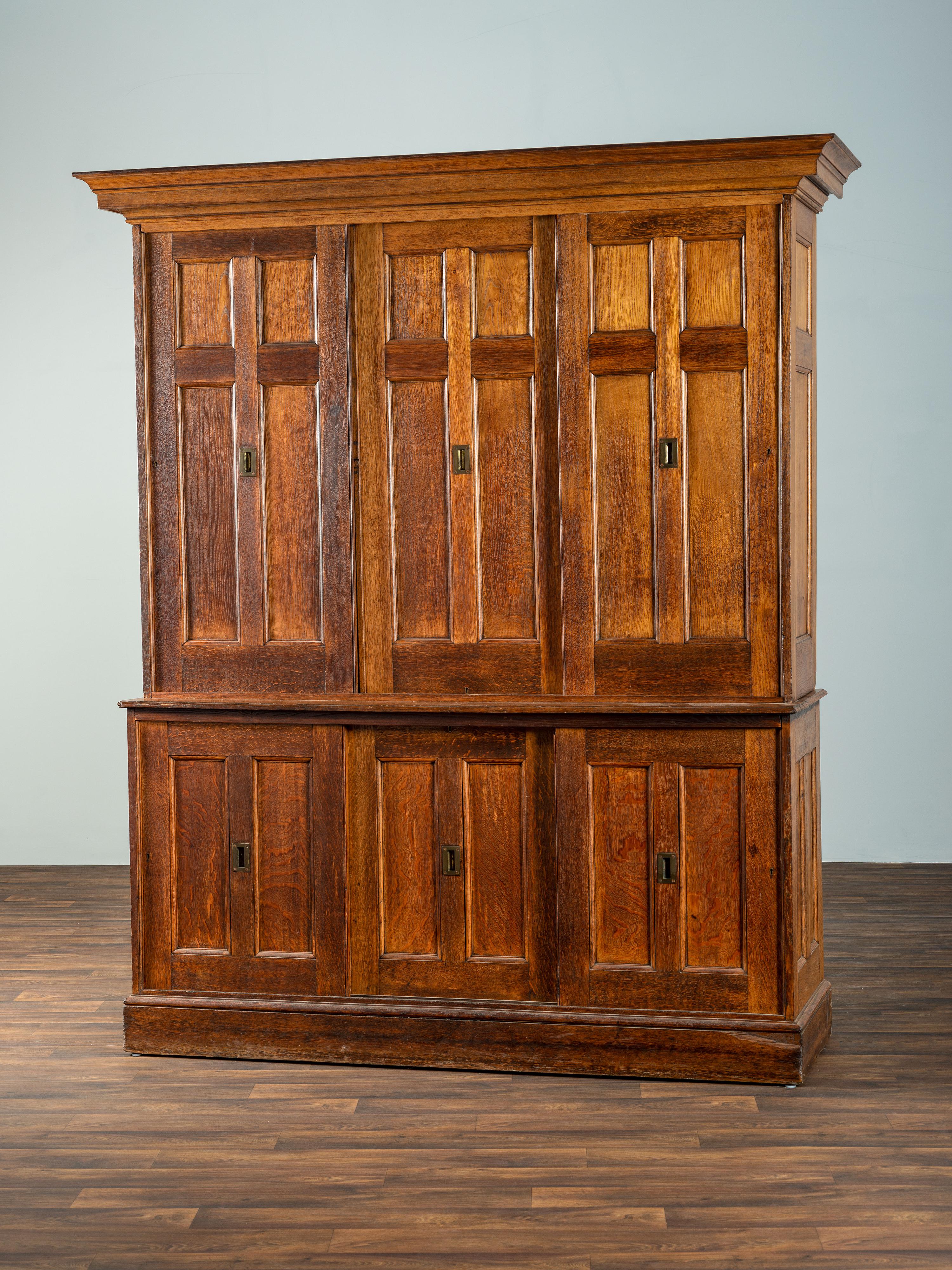 A Country Brass Mounted Oak Lawyer's Bookcase