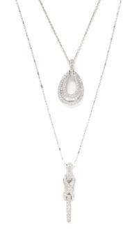 A Collection of 18 Karat White Gold and Diamond Pendant Necklaces, 5.10 dwts.