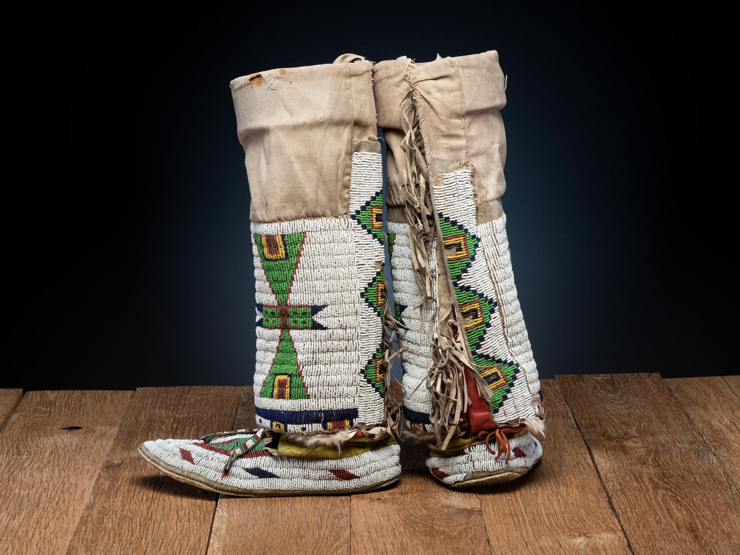 Sioux Beaded Hide Moccasins and Leggings