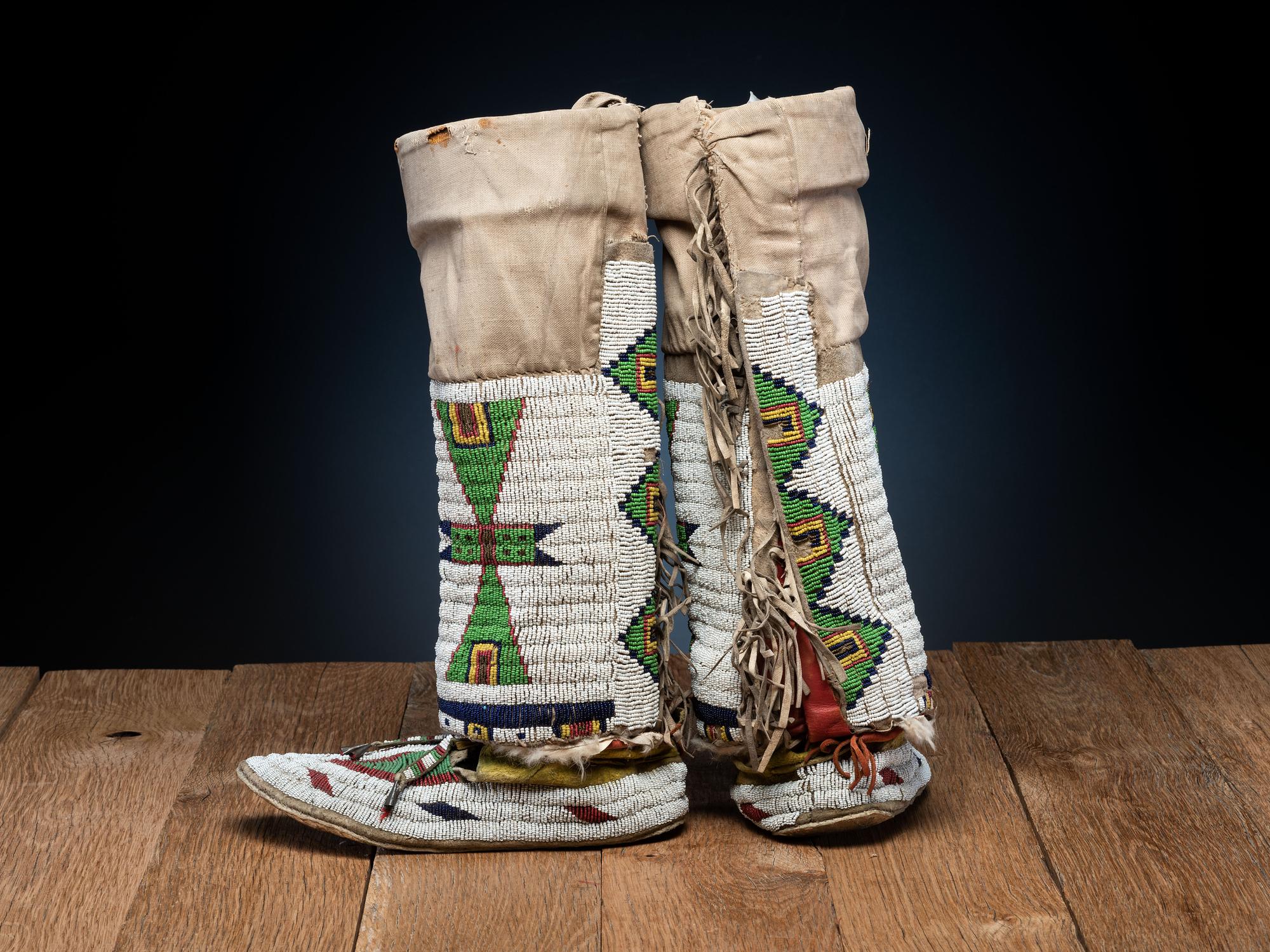 Sioux Beaded Hide Moccasins and Leggings
