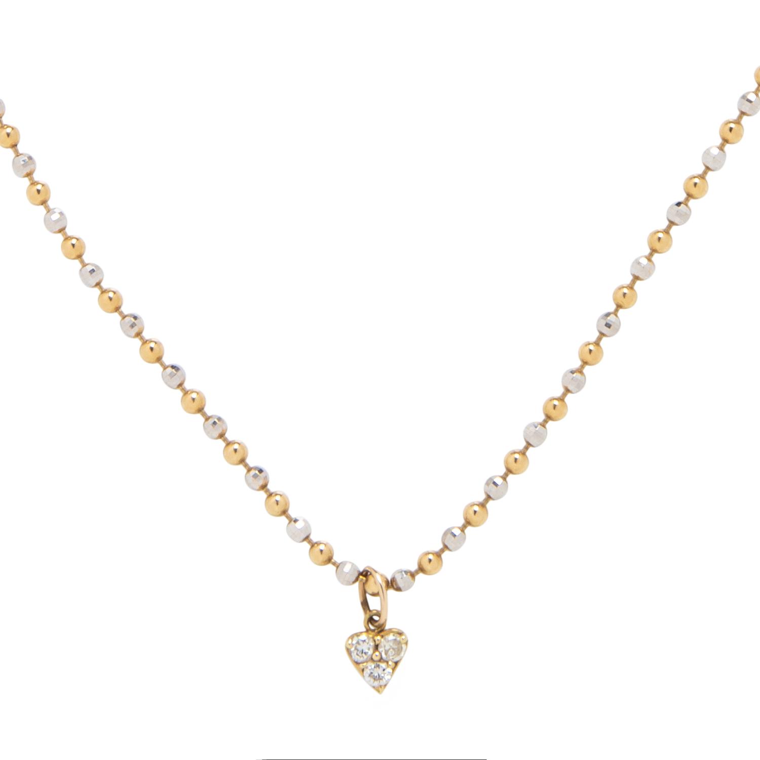 BICOLOR GOLD AND DIAMOND HEART NECKLACE