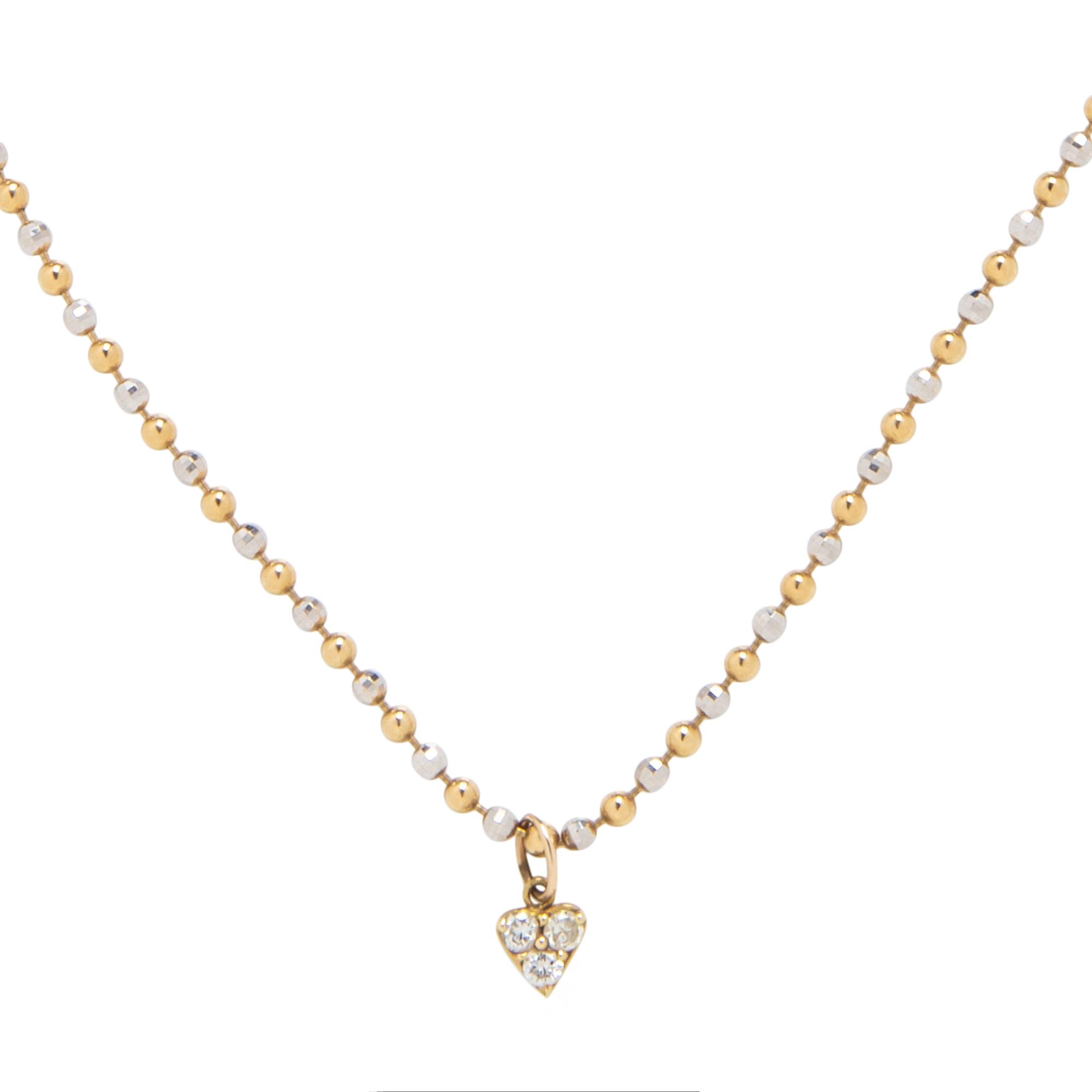 BICOLOR GOLD AND DIAMOND HEART NECKLACE
