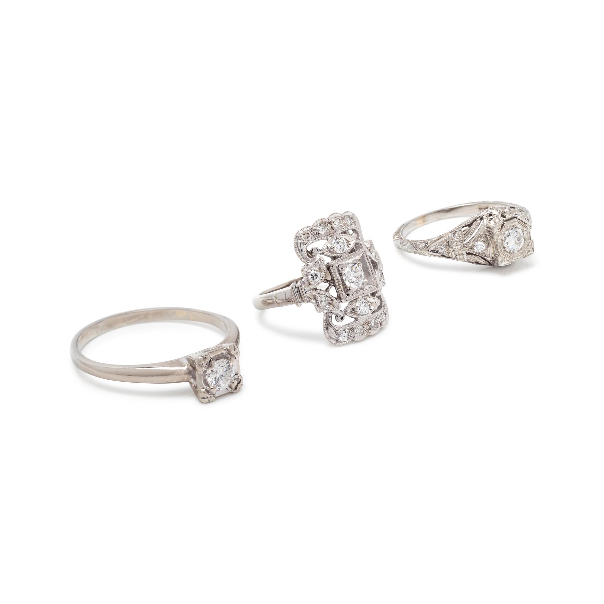 COLLECTION OF WHITE GOLD AND DIAMOND RINGS