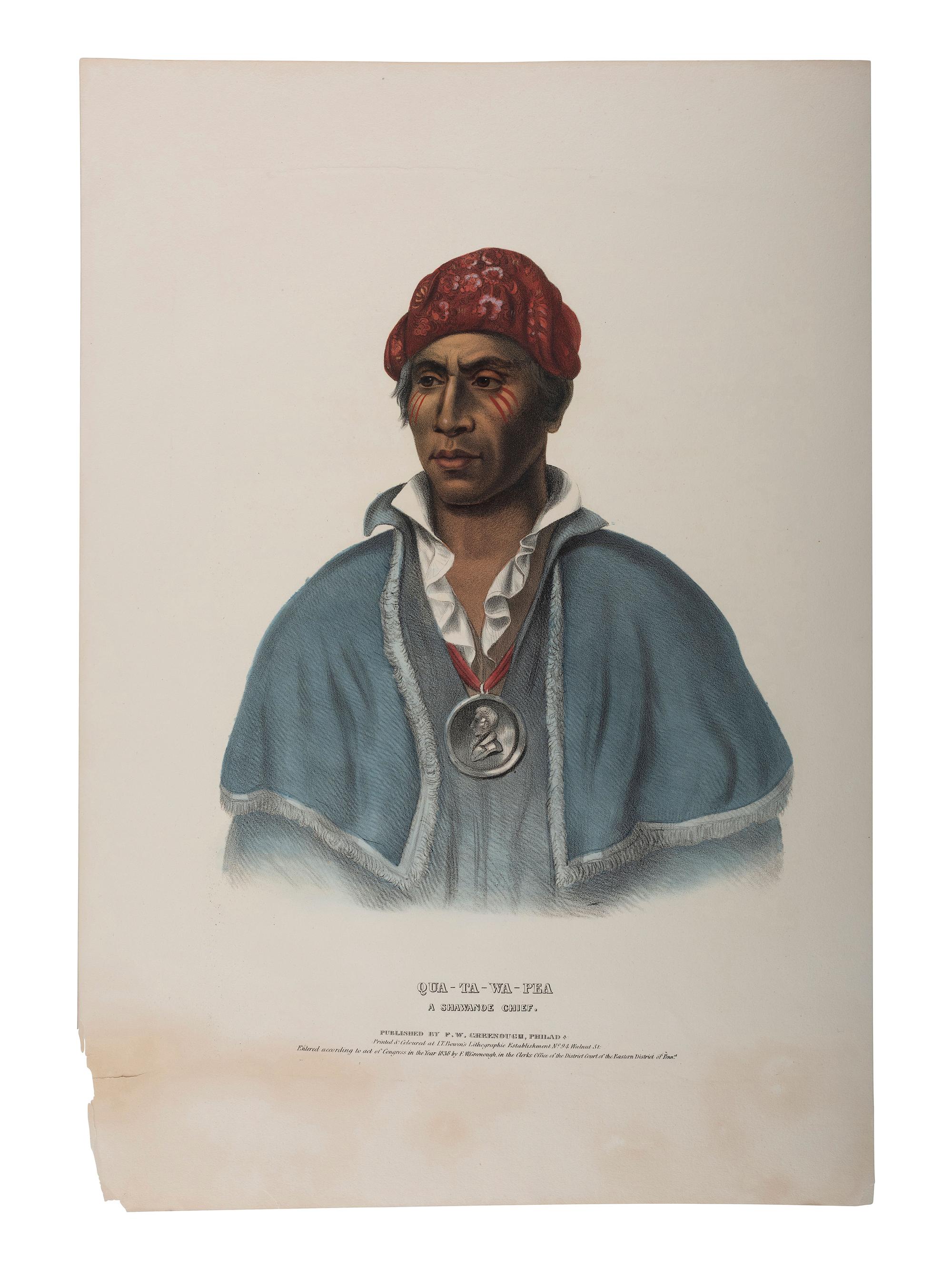McKENNEY, Thomas L. (1785-1859) & James Hall (1793-1868), after Charles Bird King (1785-1862) Qua-Ta-Wa-Pea. A Shawanoe Chief