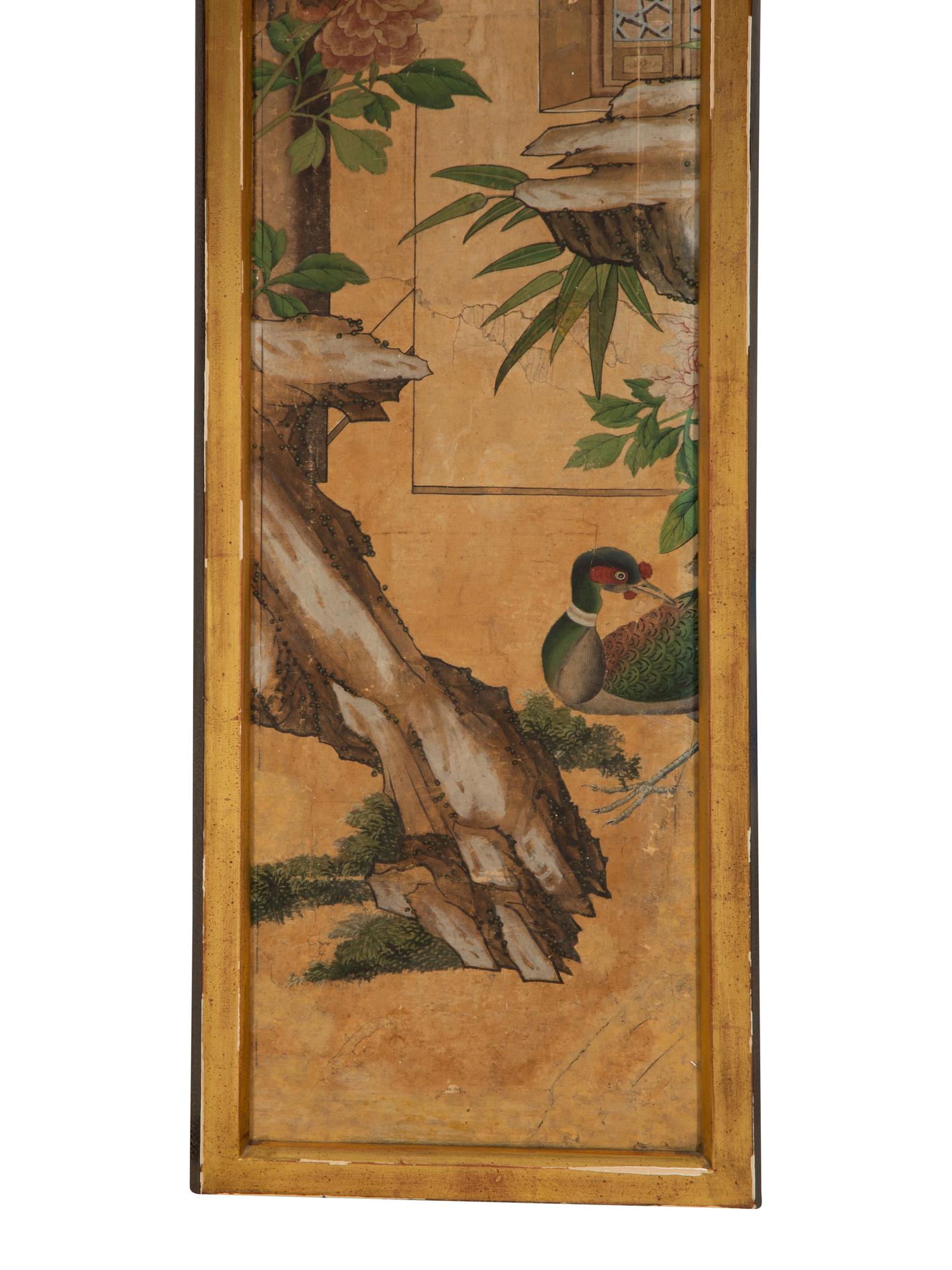 A Chinese Wallpaper Panel in a Giltwood Frame
