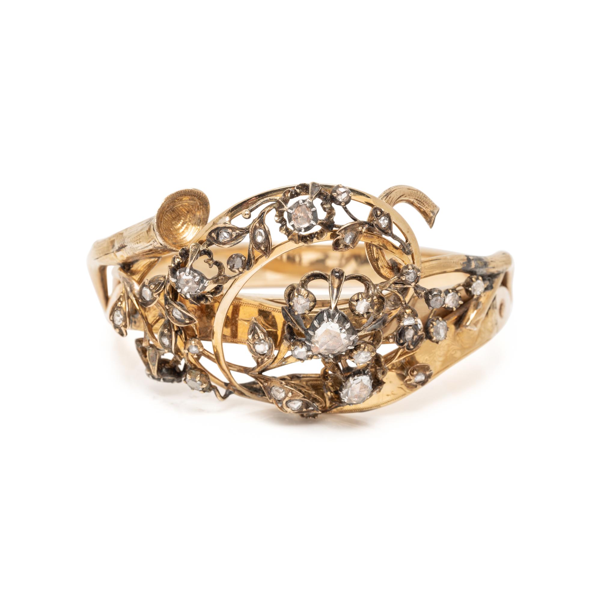 YELLOW GOLD AND ROSE CUT DIAMOND BRACELET