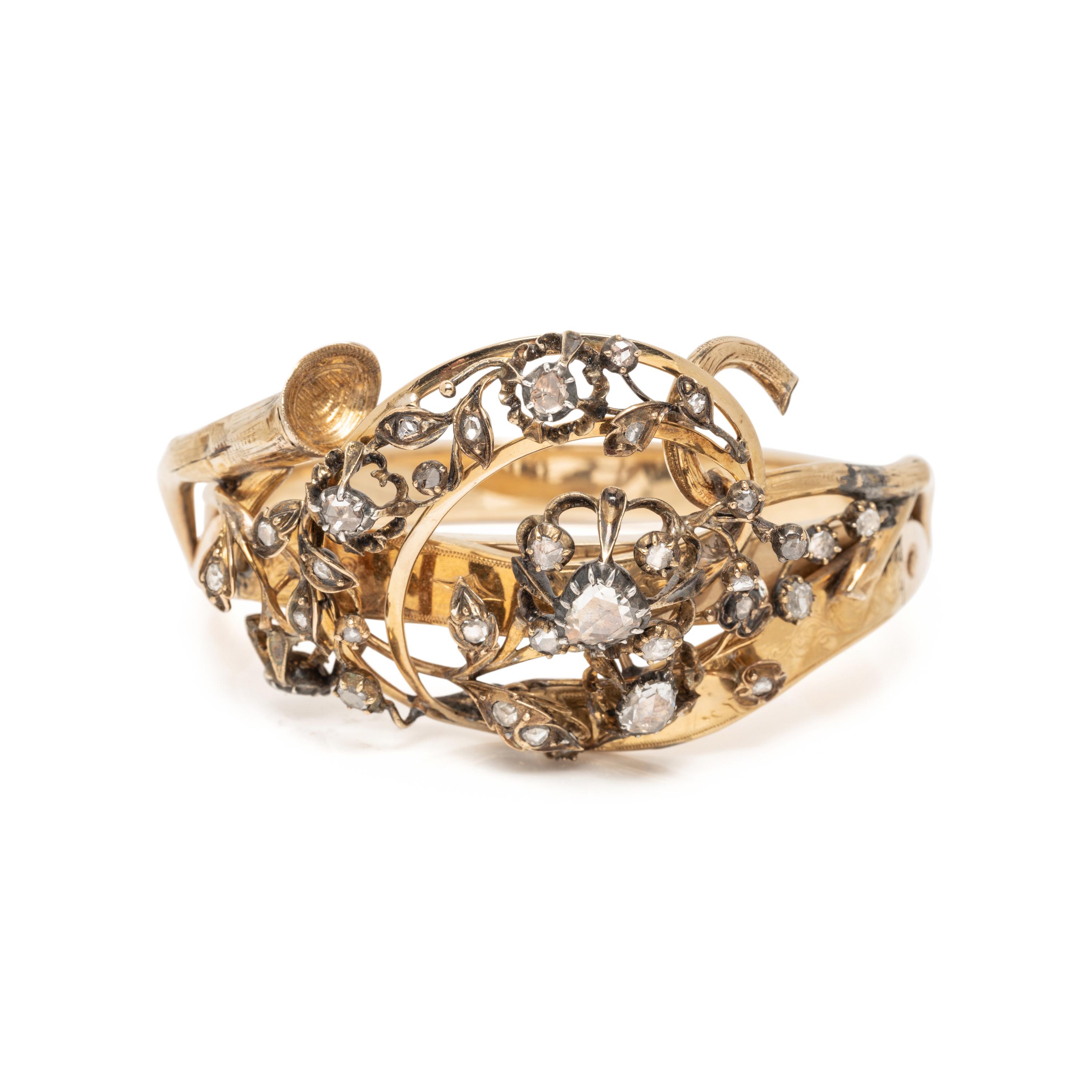 YELLOW GOLD AND ROSE CUT DIAMOND BRACELET