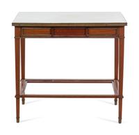 A Louis XVI Style Mahogany Marble-Top Table
