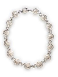 CULTURED PEARL AND DIAMOND NECKLACE