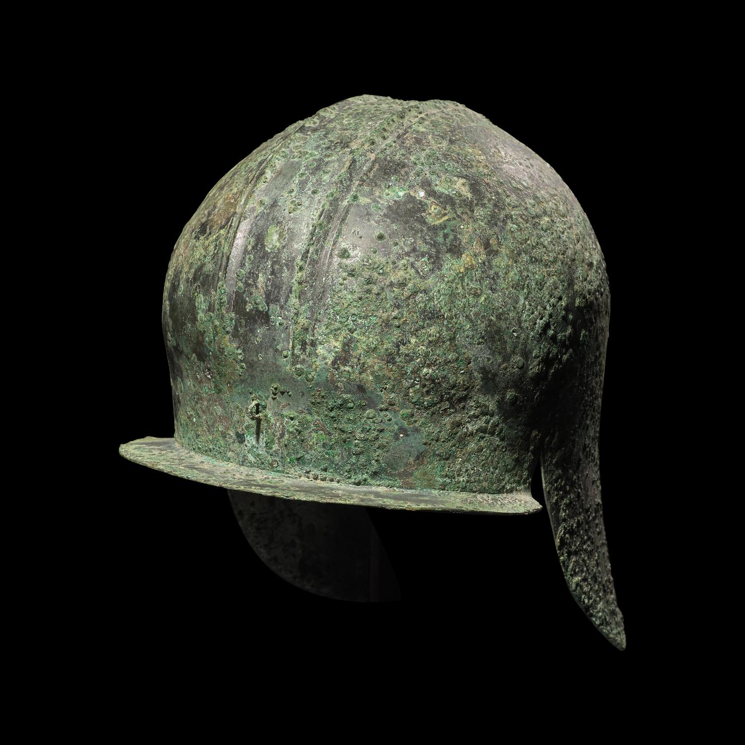 An Illyrian Bronze Helmet Incised with Two Horse Heads