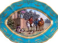 A Pair of Sèvres Style Painted and Parcel Gilt Celeste Blue-Ground Porcelain Lozenge-Form Dishes