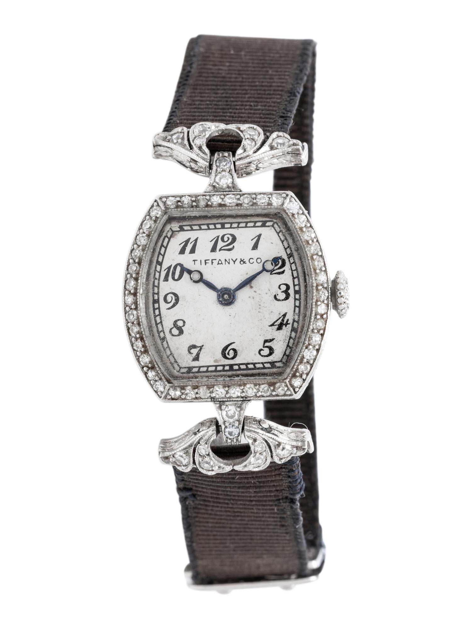TIFFANY & CO., ART DECO, PLATINUM AND DIAMOND WATCH