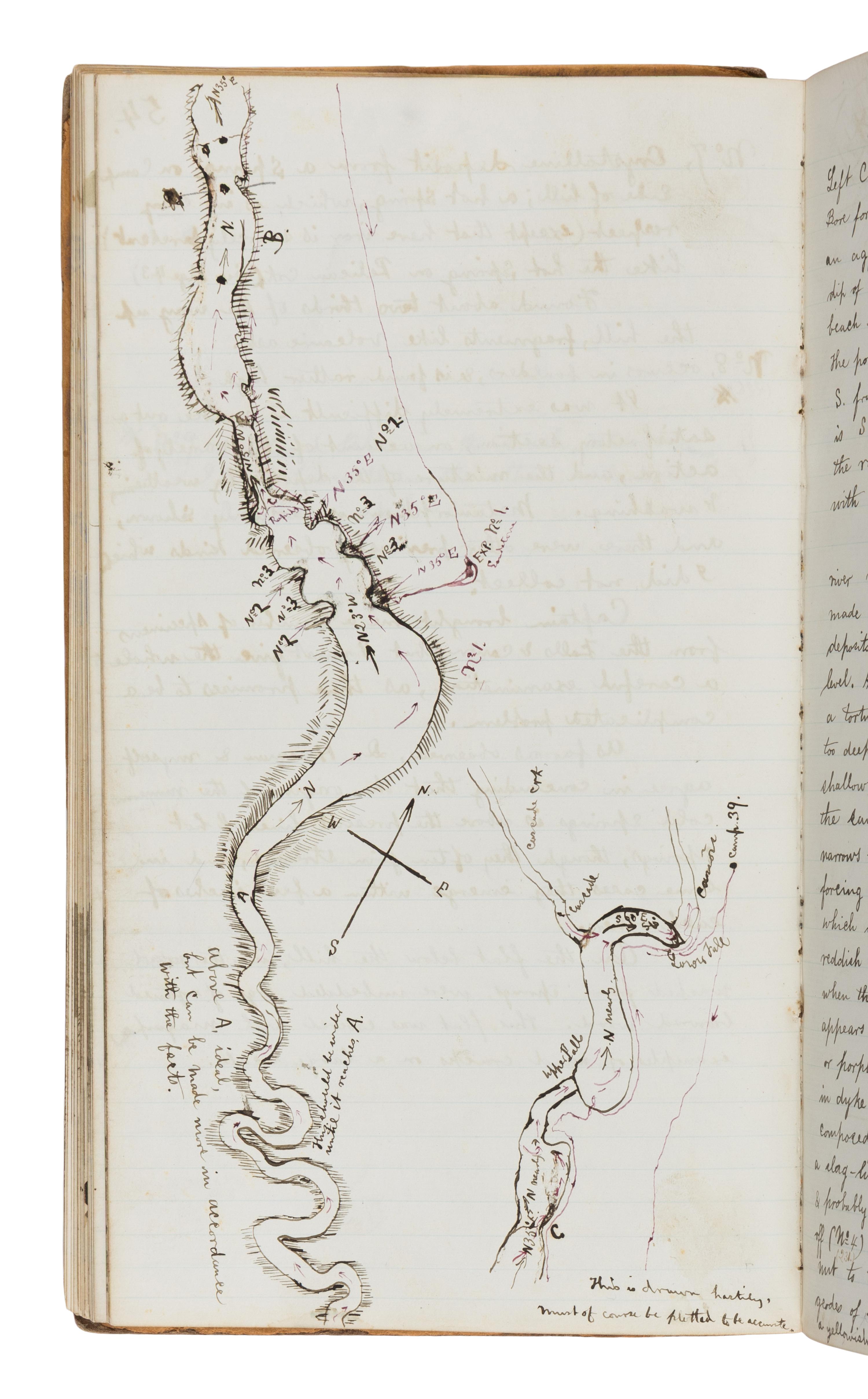 [Yellowstone]. Comstock, Theodore Bryant (1849-1915). A pair of personal manuscript journals documenting Comstock's 1873 exploration of Yellowstone. [Wyoming Territory, 1873-1875].