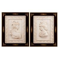 A Pair of Italian Marble and Bronze Mounted Profile Plaques