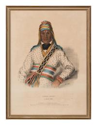 Three Hand-Colored Lithographs by George Catlin (American, 1796-1872) and a Lithograph Published by McKenney and Hall